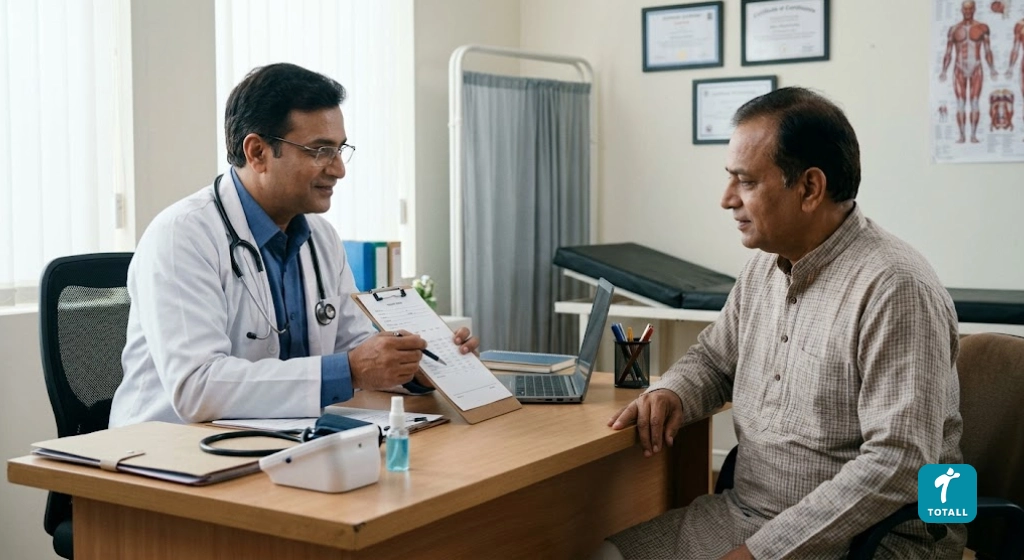 Doctor discussing obesity evaluation and BMI with a patient in Indore