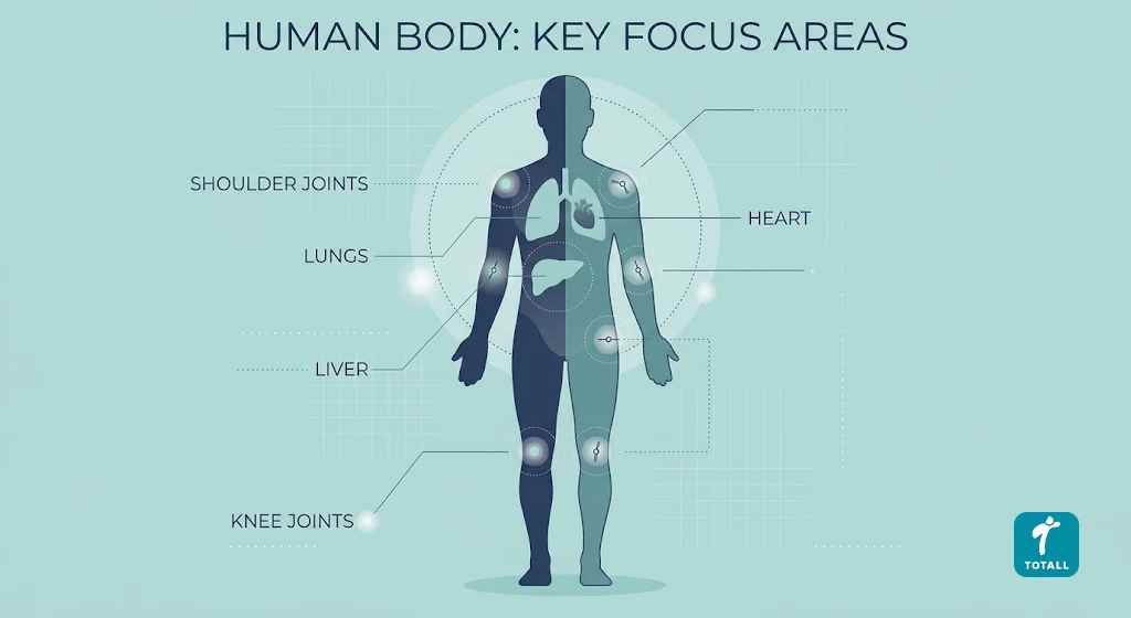 Diagram showing organ systems affected by obesity, including heart, liver, and joints